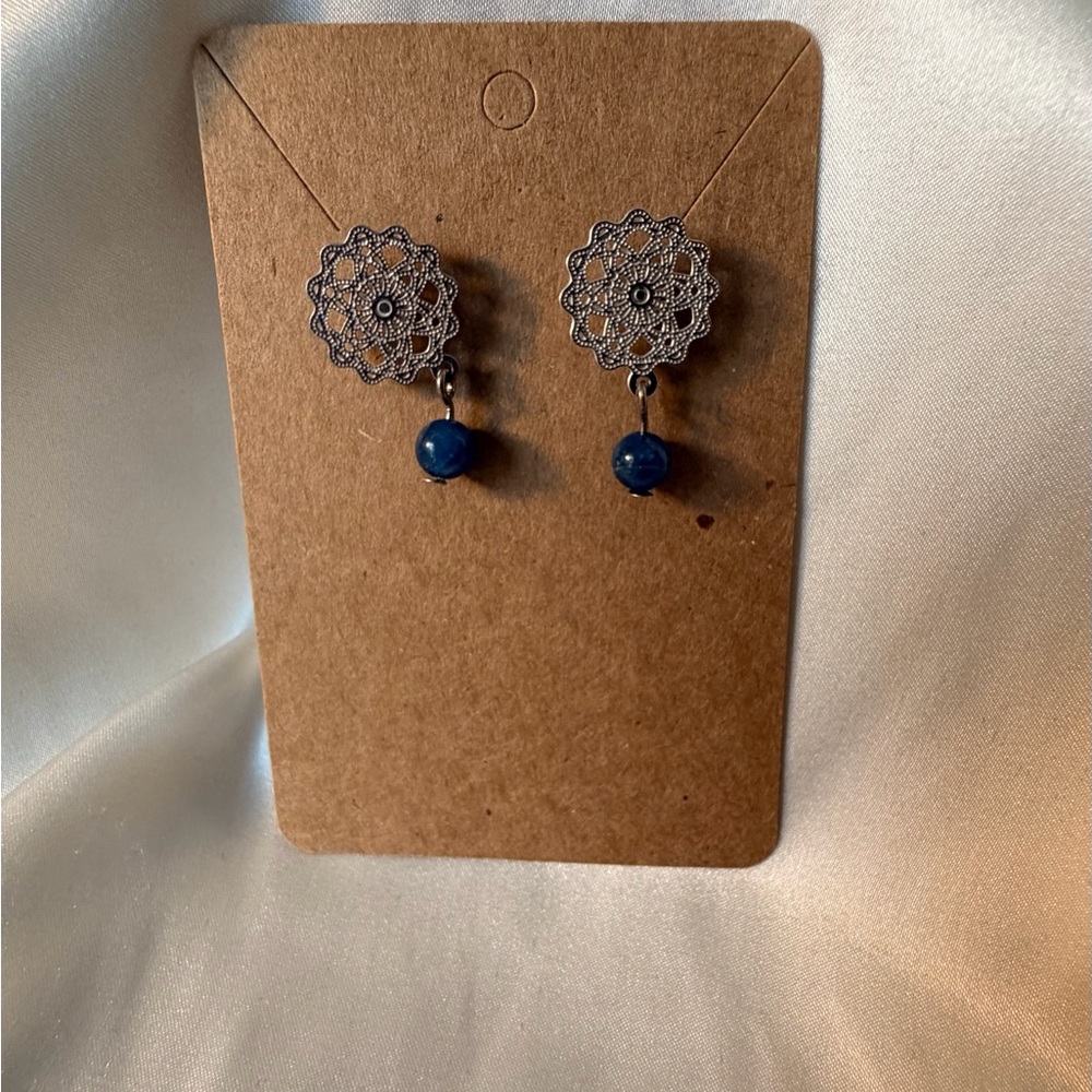 Elegant Silver and Blue Dangle Earrings